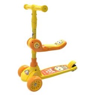寶寶兒童滑板車初學者三合一溜溜滑滑車可坐可推摺疊座椅踏板車
