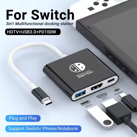 For Switch 2 Host Projection Cable Portable Switch 1 Docking Station TYPE-C Hub HDMI/4K USB 3.0 ROG 