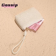 GOSSIP Wallet, Zipper Mini Coin Purse,  Straw Change Pouch Women Girls