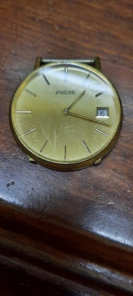 (實價貨品，議價不覆) 爛咗錶耳，甩咗錶的 ENICAR 英納格 機械上鍊日期 問水 兩針 手錶