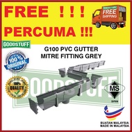 PVC GUTTER MITRE FITTING GREY (PVC RAINWATER GUTTER SYSTEM ) SALUR AIR KELABU PVC