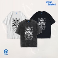SANZ kpop IVE oversize & slimfit stonewash washed tshirt black white longsleeve IVE-7