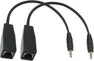 Seadream 2Pack 30cm DC 3.5mm Stereo to RJ45 Female Socket Audio Balun Adapter Extender Over Cat5/6/7