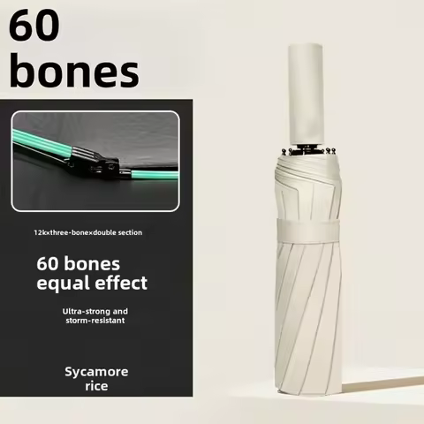 60 Ribs Large Automatic Umbrella, Portable Business Folding Umbrellas, hine Dual-use Umbrella