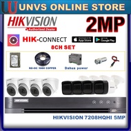 HIKVISION HIK  FULL SET 8CHANNEL Cctv  2.0MP HIK CCTV Full HD 2MP 8CH UP TO 5MP DVR with Cable + Dah