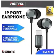 Remax RM-512I L-ightning Earphone Bass Earphone Stereo Wired Earphone Compatible for Iphone 14 13 12