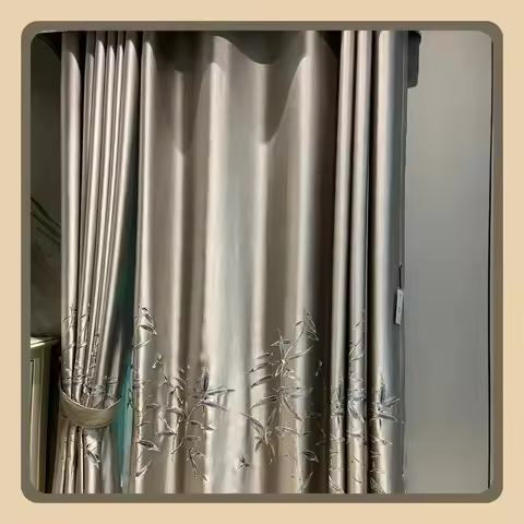 Embroidered Luxury Elegant Curtains for Living Room Bedroom Dining Hall Windows Precision Bamboo Stu