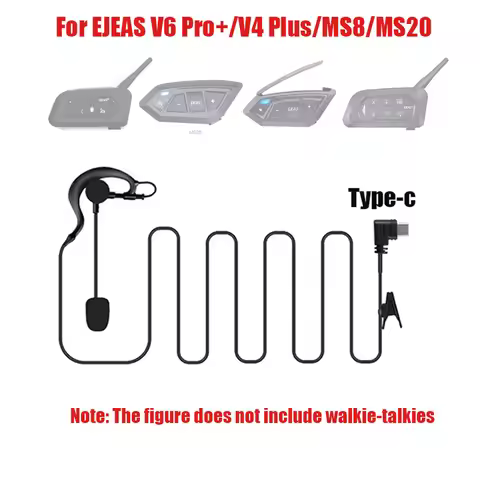 Referee Earhook Headphone Type-c Jack Headset Microphone Mic for EJEAS V4C PLUS F6 V7 Motorcycle Hel