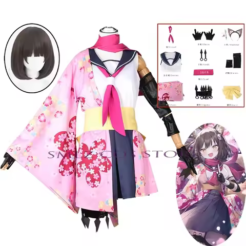 Game Blue Archive Kuda Izuna Cosplay Anime Costume Kimono JK Uniform Dress Wig Set Halloween Party R