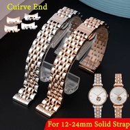 Curved End Watch Strap 16mm 18mm 20mm 21mm 22mm Metal Wristbelt Solid Stainless Steel Watch Band for