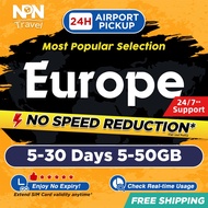 Europe SIM Card Ultra 5-30Days 5-20GB 5G/4G Data | Instant Airport Pickup | High Speed Travel Data E