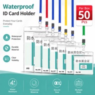 50pcs Waterproof PVC ID Card Holder【Penutup Kad Touch N Go Kalis Air】Water Resistant Name Tag Holder