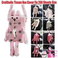 Craftholic Tissue Box Cover Pink Colour Rabbit Bunny Fit 200 Sheets Tissue Box Car Accessories Soft 