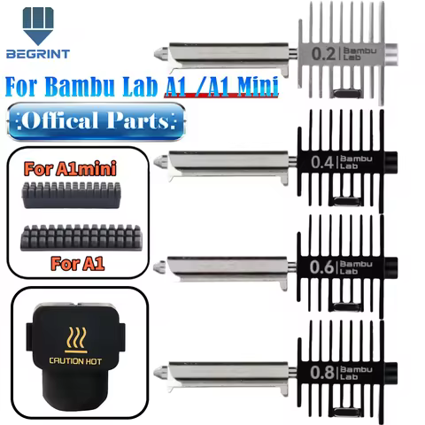 Genuine Bambu Lab A1/A1 Mini Hotend Kit 0.4mm Multi-Size Nozzle Set Official Spec Stainless steel an