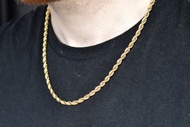 LS JEWELRY Rope Chain 18k Gold Necklace For Men And Women Made Of Stainless Steel Material Kwintas P