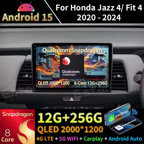 Android 15 Car Radio For Honda Jazz 4 Fit 4 GR GS GR GS 2020 - 2024 GPS Multimedia Player Navi Head 