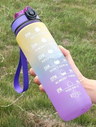 1入組運動水瓶1000毫升塑料勵志健身水壺帶時間標記適用於戶外