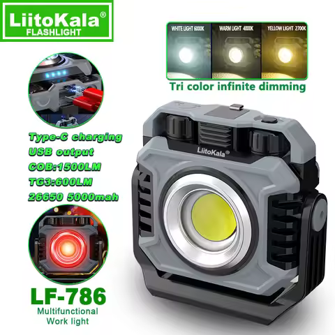 LiitoKala LF-786 work light LF-2305 903 white laser flashlight+Lii-50A 26650 5000mAh battery，LF-505 