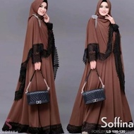 SOFFINA SYARI SET HIJAB Baju Gamis Syari Jumbo Big Size M L XL 2XL 3XL 4XL Gamis Syari 1 Set Kerudun