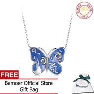 สร้อยคอจี้อัญมณี BAMOER สำหรับผู้หญิง925เงินสเตอร์ลิงสร้อยคอโซ่ผีเสื้อเต็มไปด้วยดวงดาว SCN527