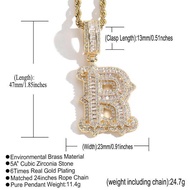 Personalized lced-out Bubble Initial NecklaceFor Men HipHop Zirconia Letter Necklace ForWomen 24 inc
