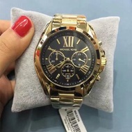 代購 Michael Kors手錶 金色黑面石英錶 三眼計時防水男錶 男女中性大直徑腕錶 MK手錶 時尚女錶MK5739