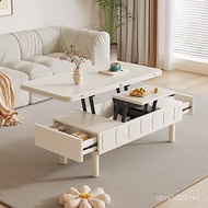 Folding TV Cabinet Style Coffee Table Desk Modern Cream Living Room Combination Multifunctional Dini