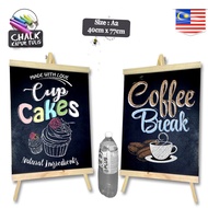 A2 (77cm*40cm) Big Table Menu Wood ChalkBoard Blackboard Papan Hitam Cafe (Frame : Neutral Wood)