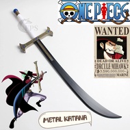 COD One Piece Katana Toy Wooden Pedang Japanese Anime Cosplay Metal Sword Dracule Mihawk Prop Collec