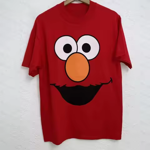 Sesame Street Elmo Big Face Tshirt Couple Street Sports T-shirt Enthusiast's Commemorative Printed T