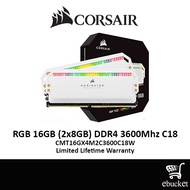 Corsair Dominator Platinum RGB 16GB (2x8GB) DDR4 3600Mhz C18 CMT16GX4M2C3600C18W PC RAM WHITE