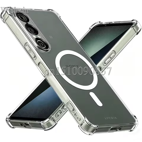 Reinforced Corners Soft TPU Magnetic Wireless Charging Shockproof Case for Sony Xperia 1 10 5 II III