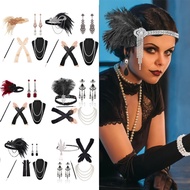 1set 1920's Cosplay Flapper Halloween Charleston Costume 1920s Gatsby Accessories Black Headpiece Gr