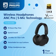 Philips Over-Ear Bluetooth Headphone Super High Resolution Audio Active Noise Canceling(TAH8000BK)