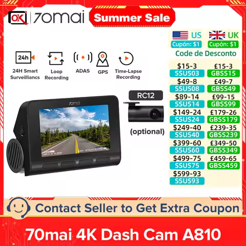 70mai Dash Cam A810 Starvis 2 IMX678 HDR F1.8 150° FOV ADAS AI Motion Detection 24H Smart Car Parkin
