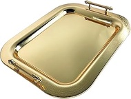 (Pack of 4) 17.7-Inch x 13-Inch Rectangular Chrome Plated Serving Tray Simple Modern Mirrored Holida