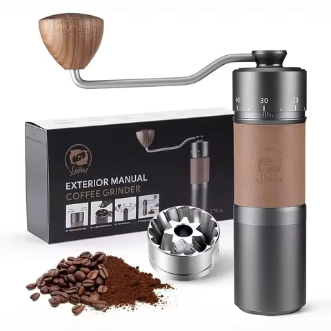 icafilas Manual Coffee Grinder 420 stainless steel 7-core burr coffee bean grinder adjustable grindi