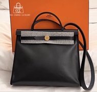 🌈Hermes🧡Herbag 31🧡黑色金扣防水布🌈全新閑置🌈Stamp K🌟有盒🧡原貼膜在🌟herbag31🌟herbag🌟愛馬仕🌟
