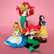 10-22Cm Disney Anime Mermaid Alice Snow White Ariel Princess PVC Model Toys Doll Girls Gift