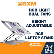 RGB GXM Laptop Stand Dual Fans Strong Winds Height Adjustable Sleek Design 180° Foldable Design