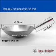 One Handle Stainless Skillet 38cm Chef Wok Stainless Steel Crock Pot