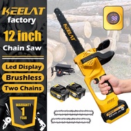 keelat Cordless Mini Chainsaw Battery Electric Portable Chainsaw Garden Pruning Tree Pokok Chain Saw