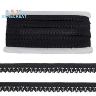 1bundle 20M Nylon Elastic Single Edged Picot Lace Ribbons Crown Trimming for Cloth Making Decor Blac