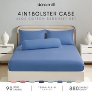 DORAMILL Hotel PLAIN 4in1 Bolster Cadar Set Cadar Getah Keliling Sarung Bantal Peluk TerraSeries BBP