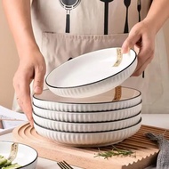 Set Of 6 - 7-Inch Dinner Plates Western Style Ceramic Tableware Set Dishwasher Safe Ideal For Everyd