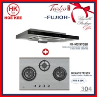 (BUNDLE) Fujioh MS-1990R GBK Slim Hood + Turbo Incanto T773SSV  3-burners S/S Hob