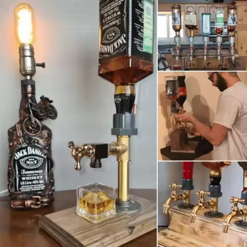 Unique Wood Whiskey Alcohol Liquor Dispenser Bottle Rack - Perfect Pour for All Wine Lovers - Ideal 