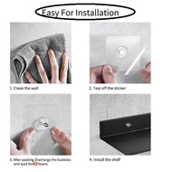 Floating Wall Shelf Black for Kitchen Bathroom Storage Rack Mirror Metal Shower Corner Shelves Organ