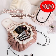 Women Handheld Drawstring Cosmetic Bag Travel Makeup Bag Daily Use Toiletries Large Capacity PU Wate