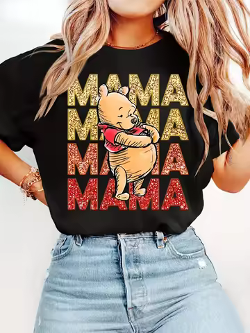 2026 Summer Disney Winnie The Pooh Graphic T-shirt Men Women Fashion Cotton Quality Casual Short Sle